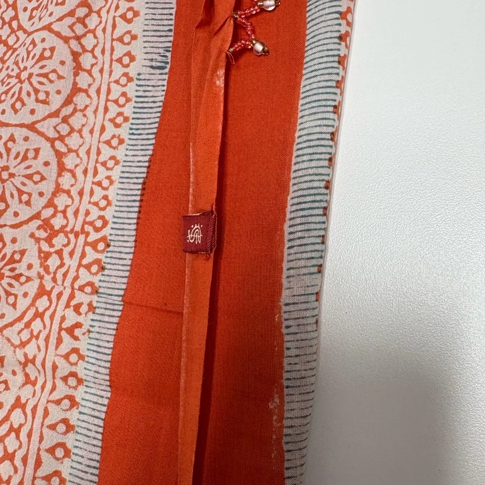 Bold Orange/Red Geometric Prints Patterns Scarf or Sarong - 73